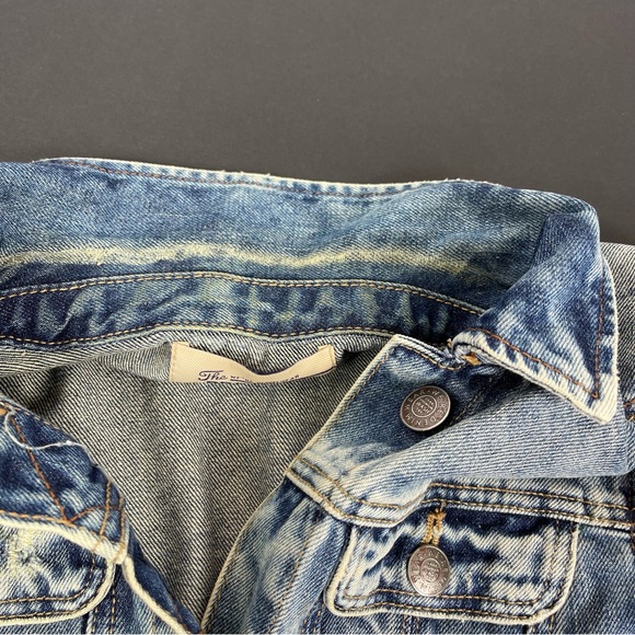 Zara Trafaluc Distressed Jean Jacket Sz S Crop - Picture 6 of 8